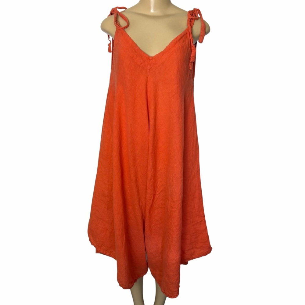 Women's Orange Tie-Shoulder Jumpsuit